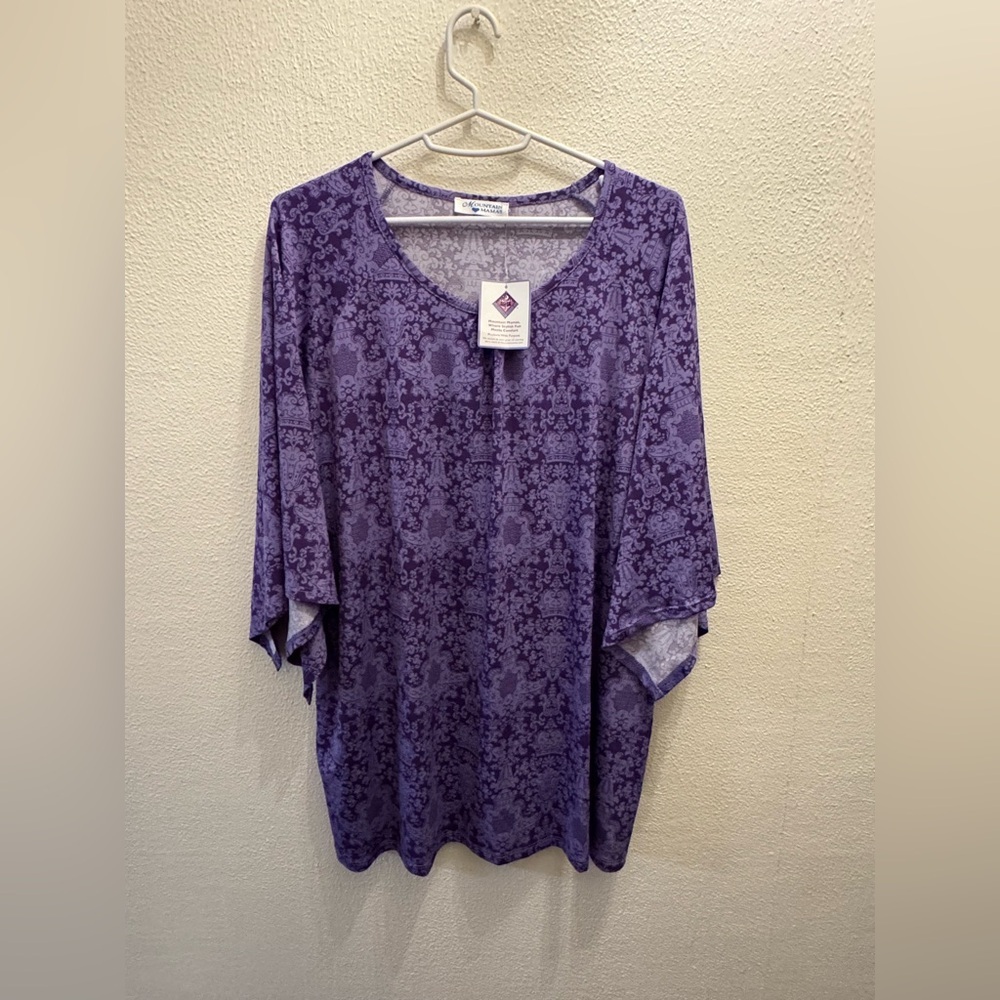 NWT Angel Sleeve Tunic in Violet Jacquard by Mountain Mamas Small/Medium